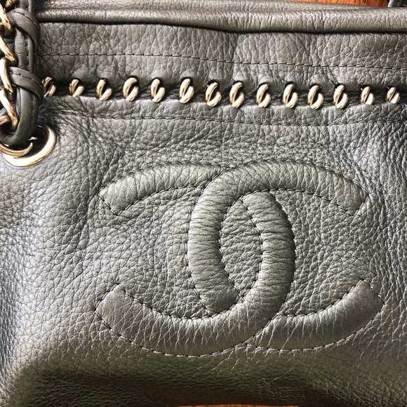 CHANEL BAG GRAY METALLIC CALFSKIN LUXE LIGNE BOWLER MEDIUM - Picture 4 of 15
